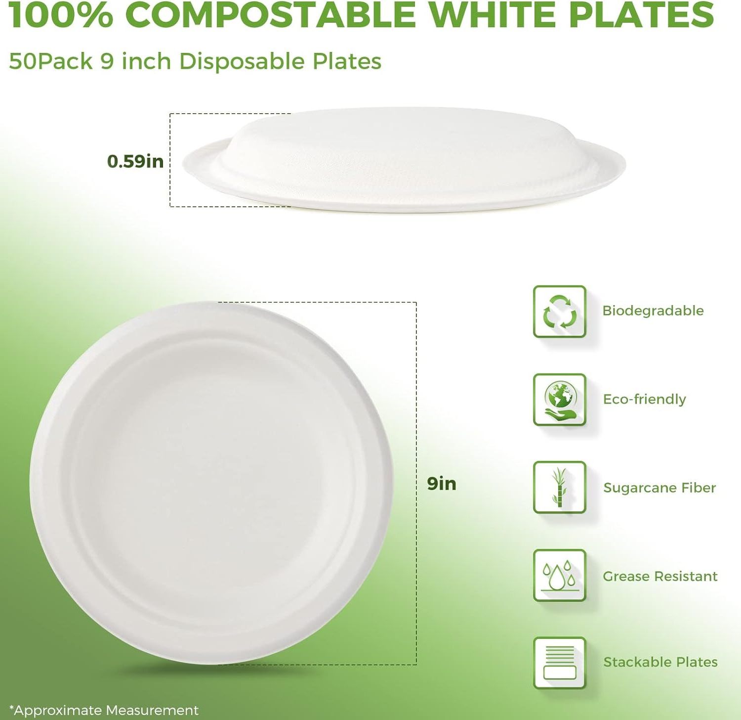 Bagasse Paper Plates Disposable Sugarcane Bagasse Tray Compostable Paper Plates