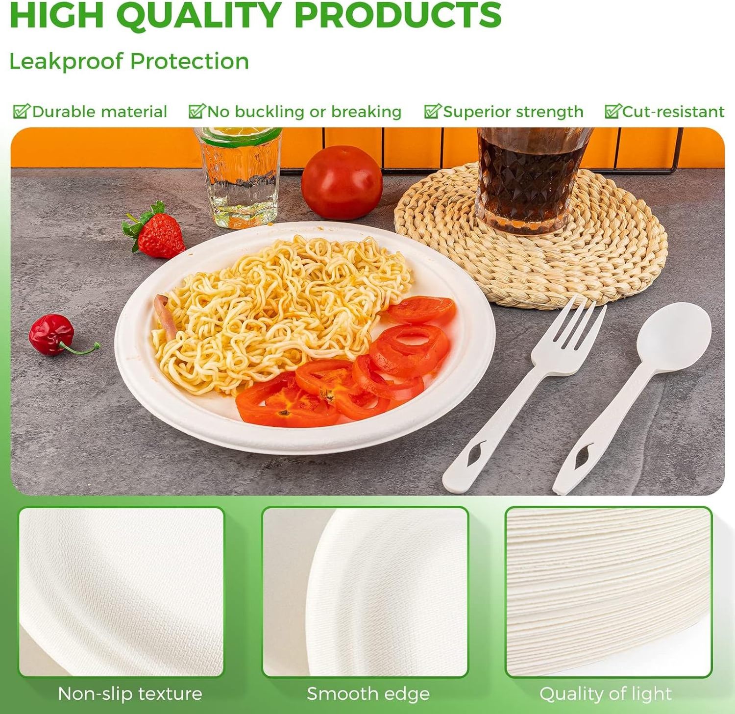 Bagasse Paper Plates Disposable Sugarcane Bagasse Tray Compostable Paper Plates