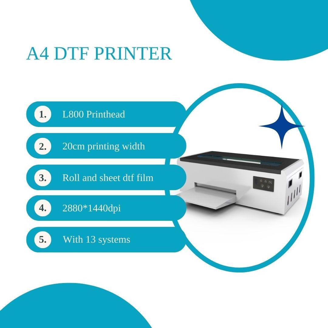 Erasmart Hot Sale L800 Print Head White Ink A4 Dtf Printer Silicon Logo Printing Machine For Tshirts