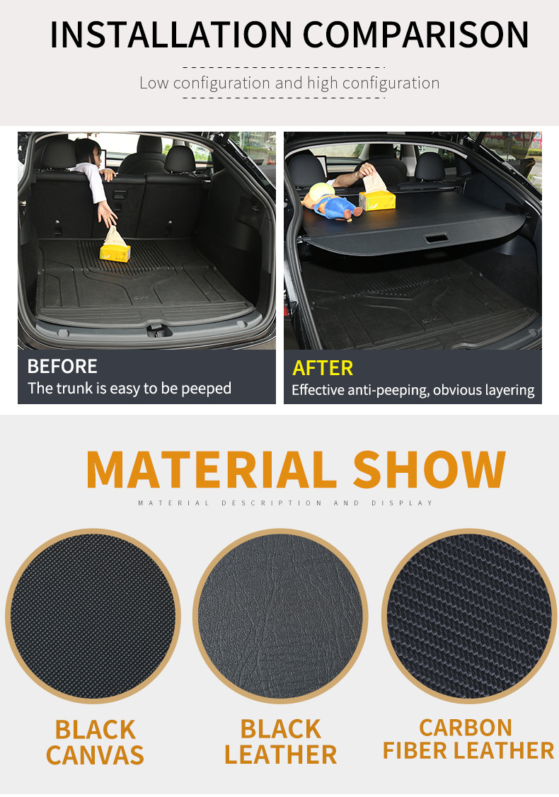 Retractable Trunk Cargo Cover for Ford Escape Car Back Universal Waterproof and Anti-theft Luggage Cargo Cover