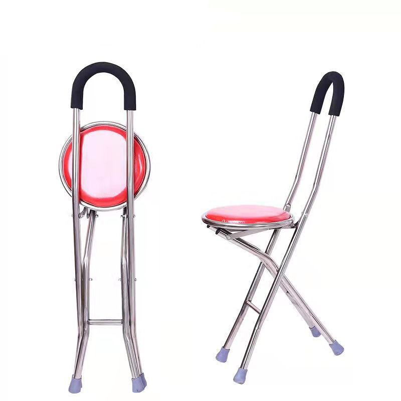 Elderly Cane With Seat Stainless Steel Cane Folding Chair Walking Stick With Chair For Outdoor Sport Elderly