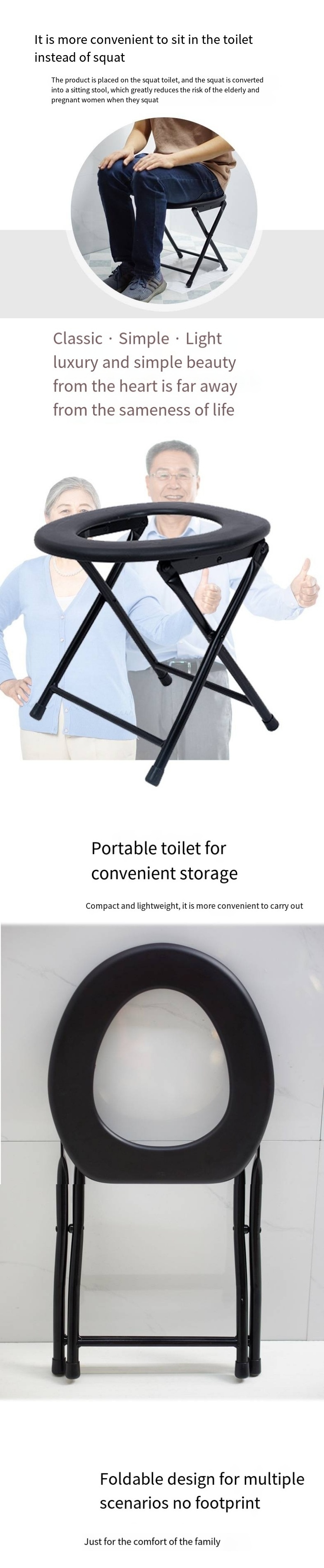 portable Folding shower chair commode Potty Chair toilet chair For Elderly/Pregnant Women/disabled people