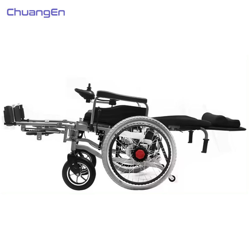 Lightweight Handicapped back antishock full lying folding Electric Wheelchair  adult high back reclining wheelchair