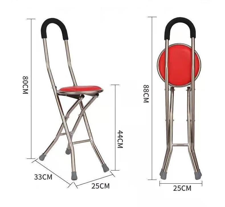 Elderly Cane With Seat Stainless Steel Cane Folding Chair Walking Stick With Chair For Outdoor Sport Elderly