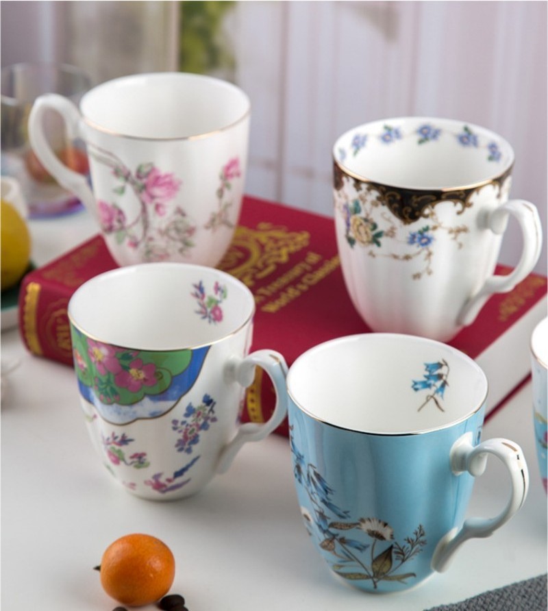 Miranda bone porcelain mugs, ceramic cup large-capacity glass mugs box european-style coffee cup for breakfast