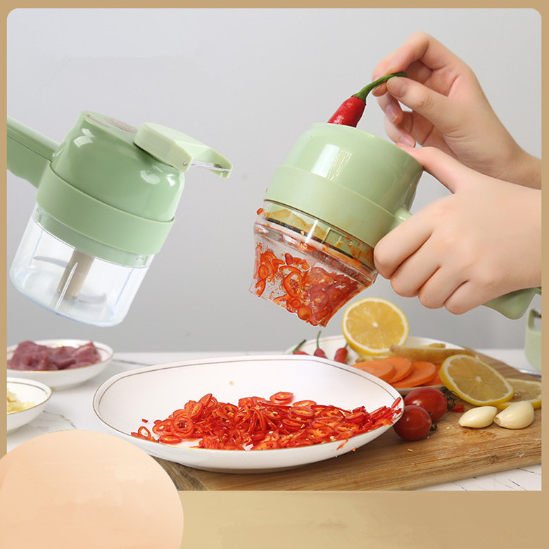 Fruit And Vegetable Chopper Portable Electric Vegetable Cutter Kichen Accessories 4 In 1 Electric Vegetable Chopper