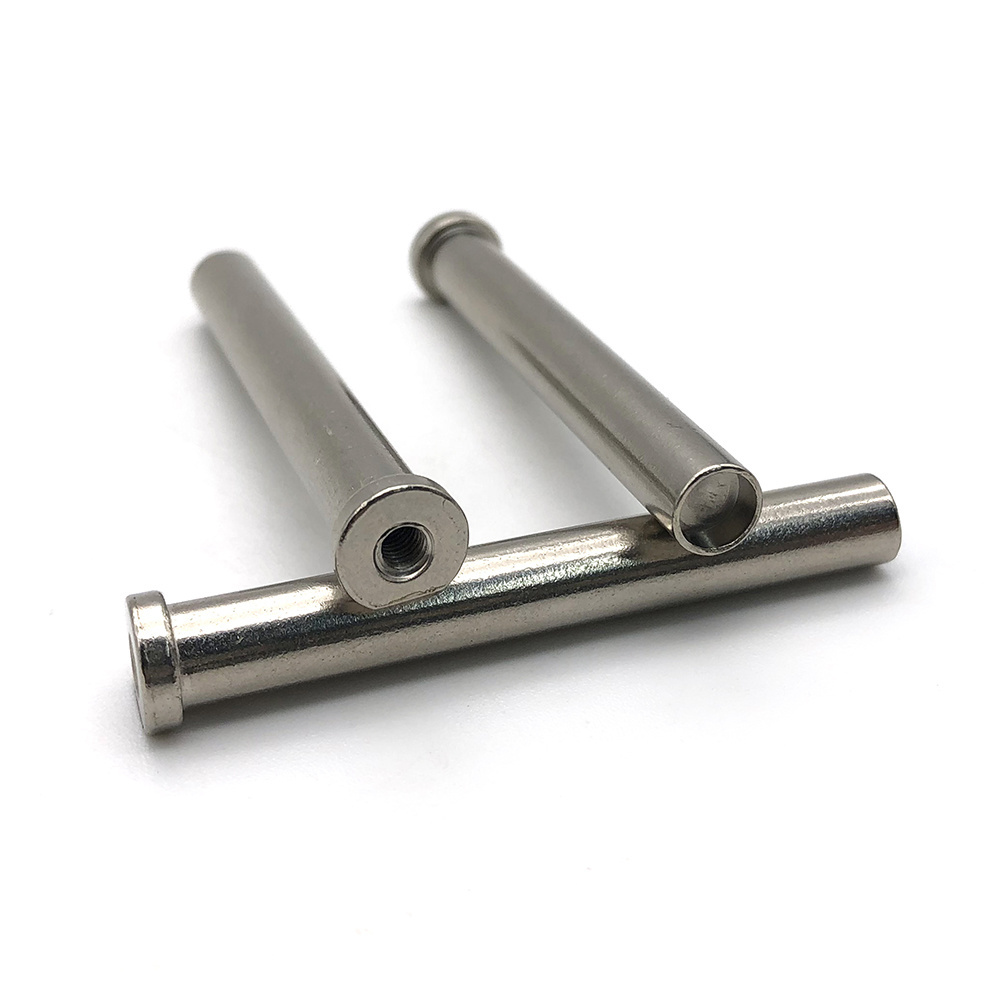 Custom precision stainless steel hardness stepped threaded slotted knurled dowel pin