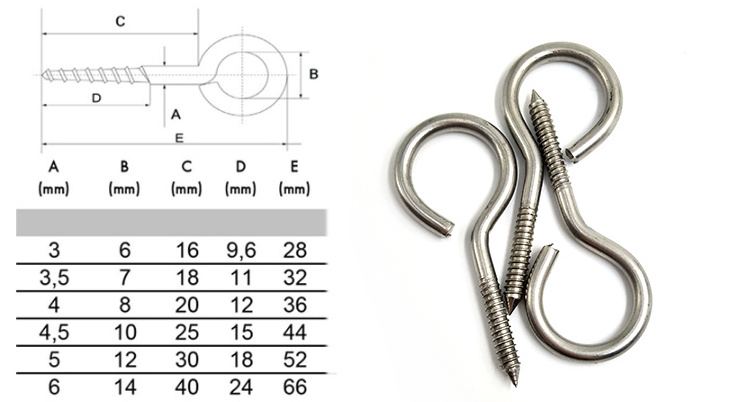 eye screws sizes small ss316 lag snake open eyes hook pins screw long metal stainless steel welded sheep 45mm m8 eye screws