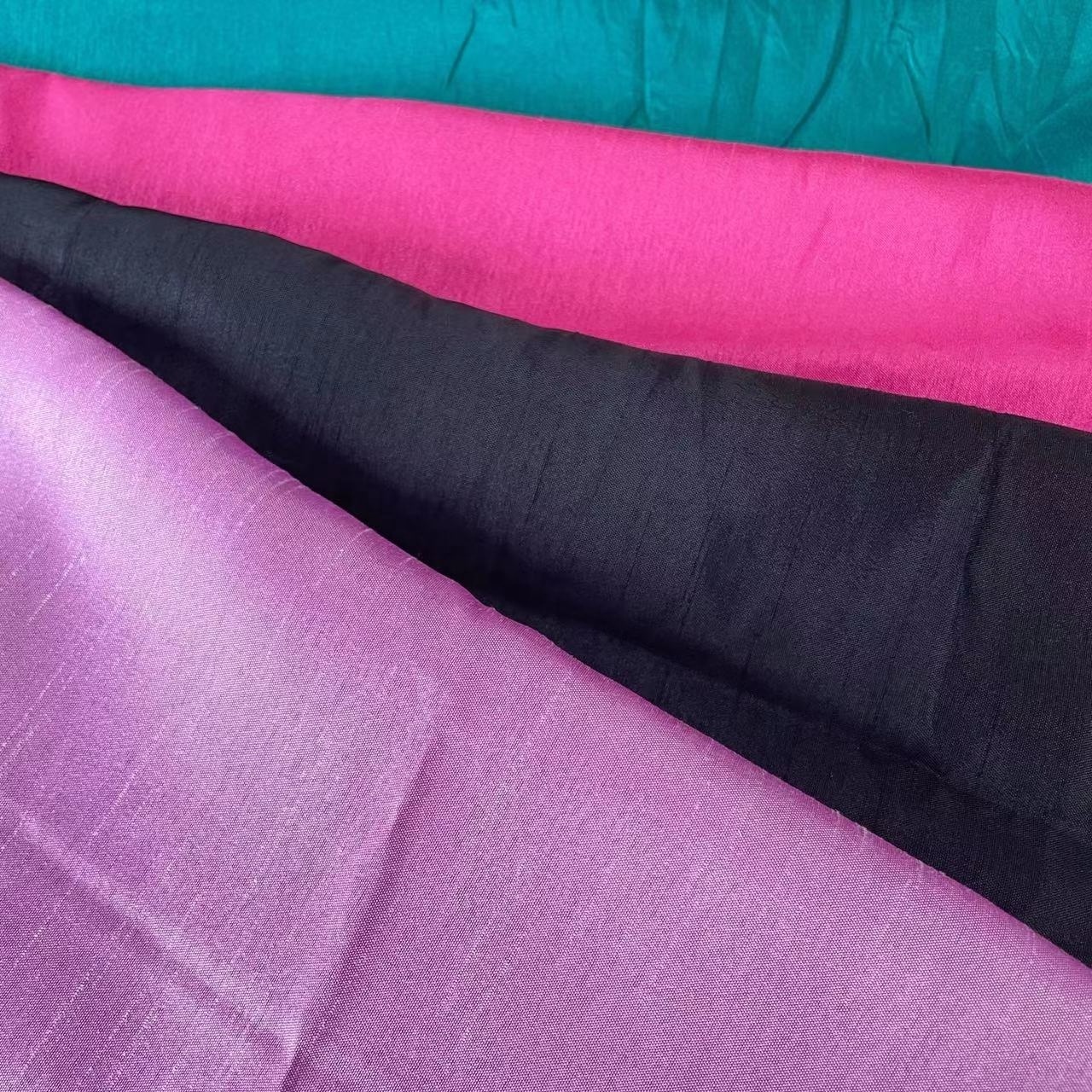 Ready Stock Soild Colors 100% Polyester Slub Shantung Faux Dupion Silk Curtain Fabric