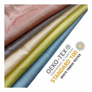 Ready Stock Soild Colors 100% Polyester Slub Shantung Faux Dupion Silk Curtain Fabric