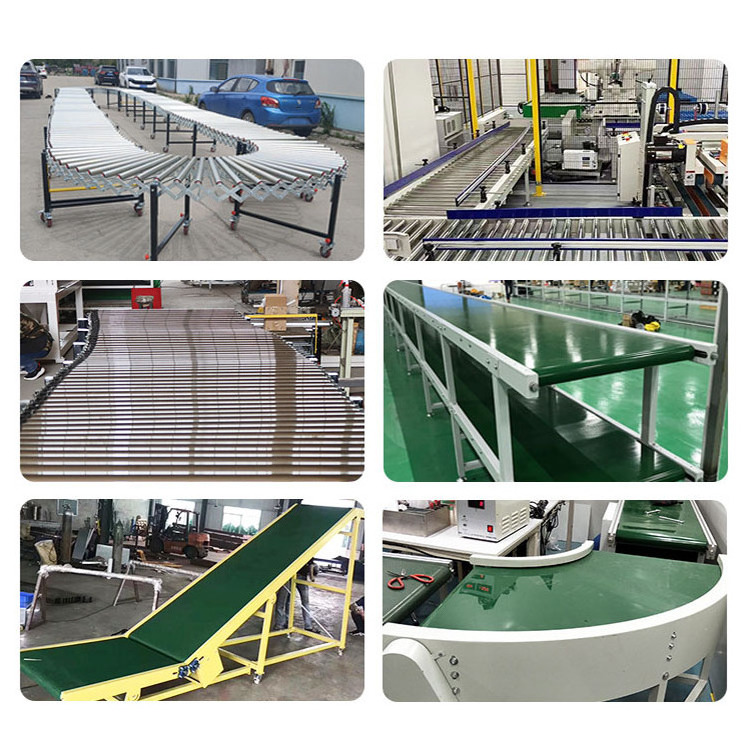 OEM Custom Belt Conveyor System Assembly Line Aluminum Profile Green PU PVC Rubber Belt Conveyor for Loading Unloading