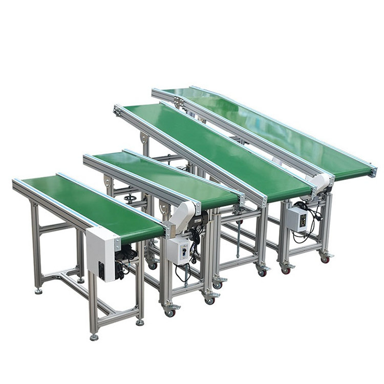 OEM Custom Belt Conveyor System Assembly Line Aluminum Profile Green PU PVC Rubber Belt Conveyor for Loading Unloading