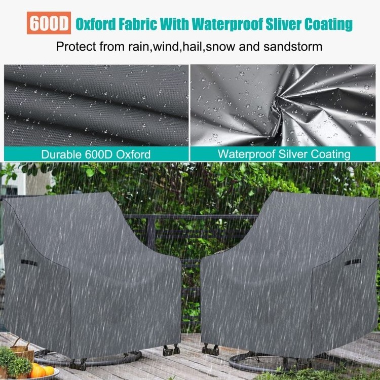 CLM Custom Patio Lounge Chair Cover 100% Heavy Duty Outdoor Chair Covers Outdoor Furniture Cover Waterproof