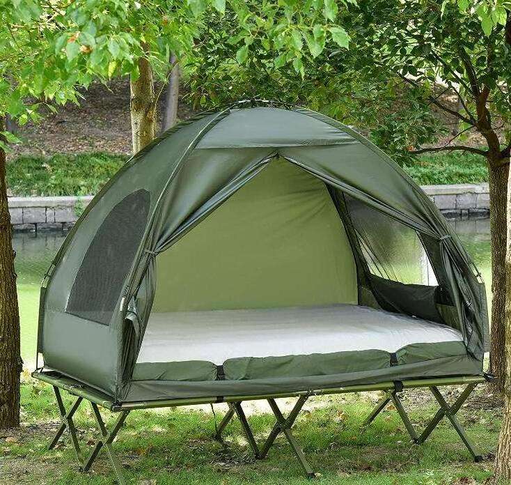 CLM Hot Sale Large Cot Tent Portable Bed Foldable Outdoor Elevated All In One Outdoor Sleeping Tent Camping Cot Tent