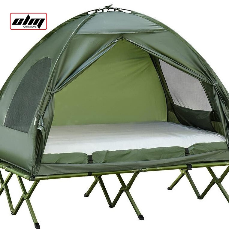 CLM Hot Sale Large Cot Tent Portable Bed Foldable Outdoor Elevated All In One Outdoor Sleeping Tent Camping Cot Tent