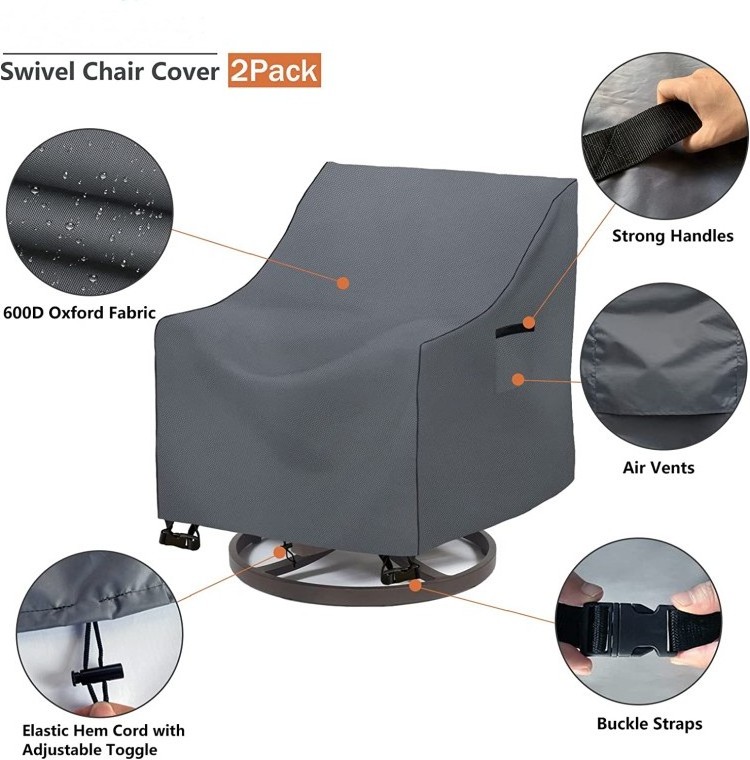 CLM Custom Patio Lounge Chair Cover 100% Heavy Duty Outdoor Chair Covers Outdoor Furniture Cover Waterproof