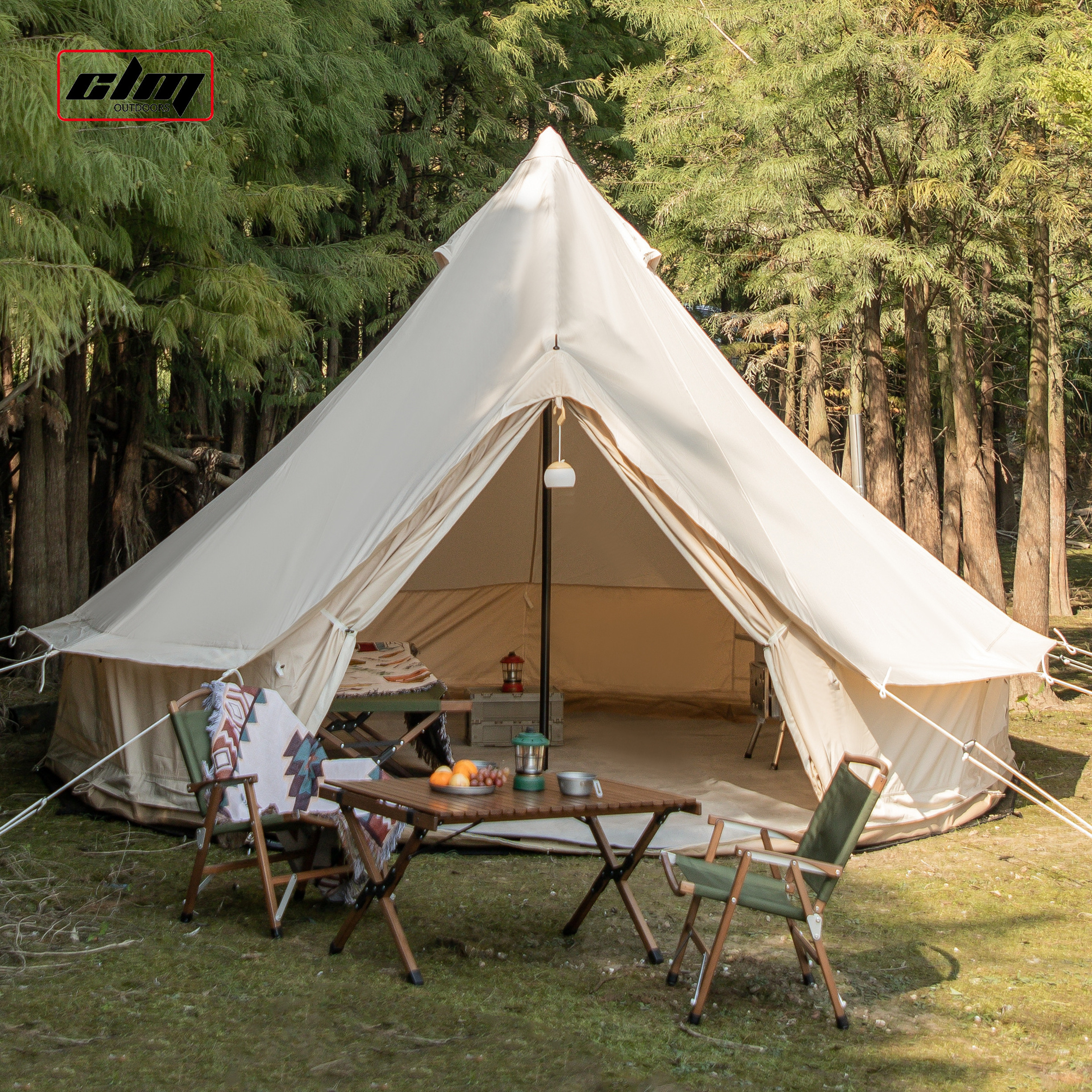 CLM Custom Dome 3M 5M 6M Wall Yurt Family Tent Camping Outdoor Cotton  Glamping Tent With Bathroom