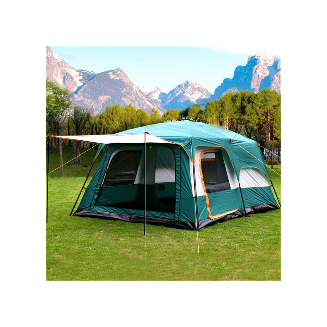 CLM luxury camping tent 3 room tent family camping 8-10 person camping family double layer tent full