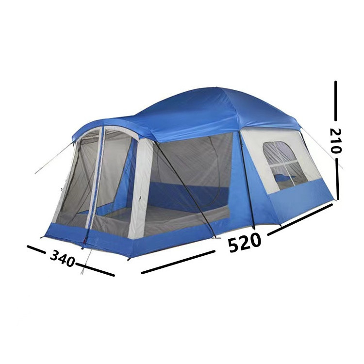 CLM luxury camping tent 3 room tent family camping 8-10 person camping family double layer tent full