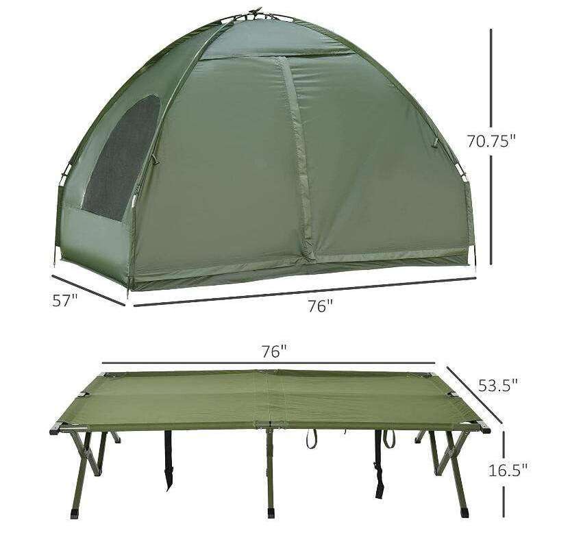 CLM Hot Sale Large Cot Tent Portable Bed Foldable Outdoor Elevated All In One Outdoor Sleeping Tent Camping Cot Tent