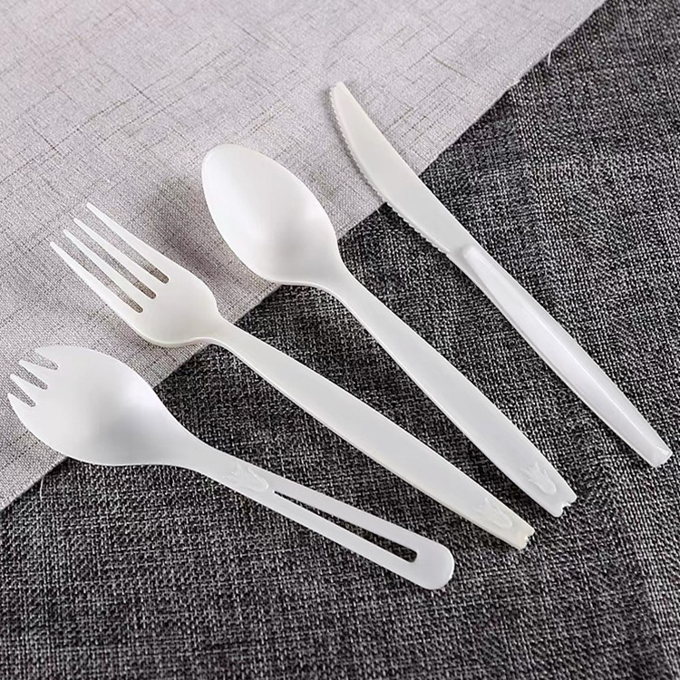 Custom Biodegradable PLA Disposable Spoon Fork Set Fork Knife Set Spoons Forks And Knives Cutlery