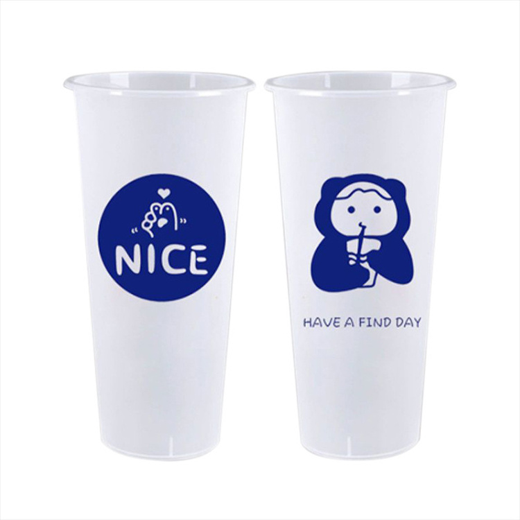 custom logo disposable 500ml 700ml pp clear transparent plastic cup boba milktea cups bubble tea cup with lid