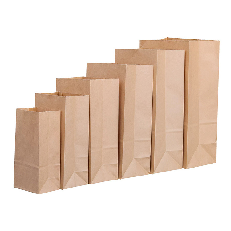 wholesale custom size Oil proof Brown kraft Snack paper packing bags for bread food sandwich paper bag