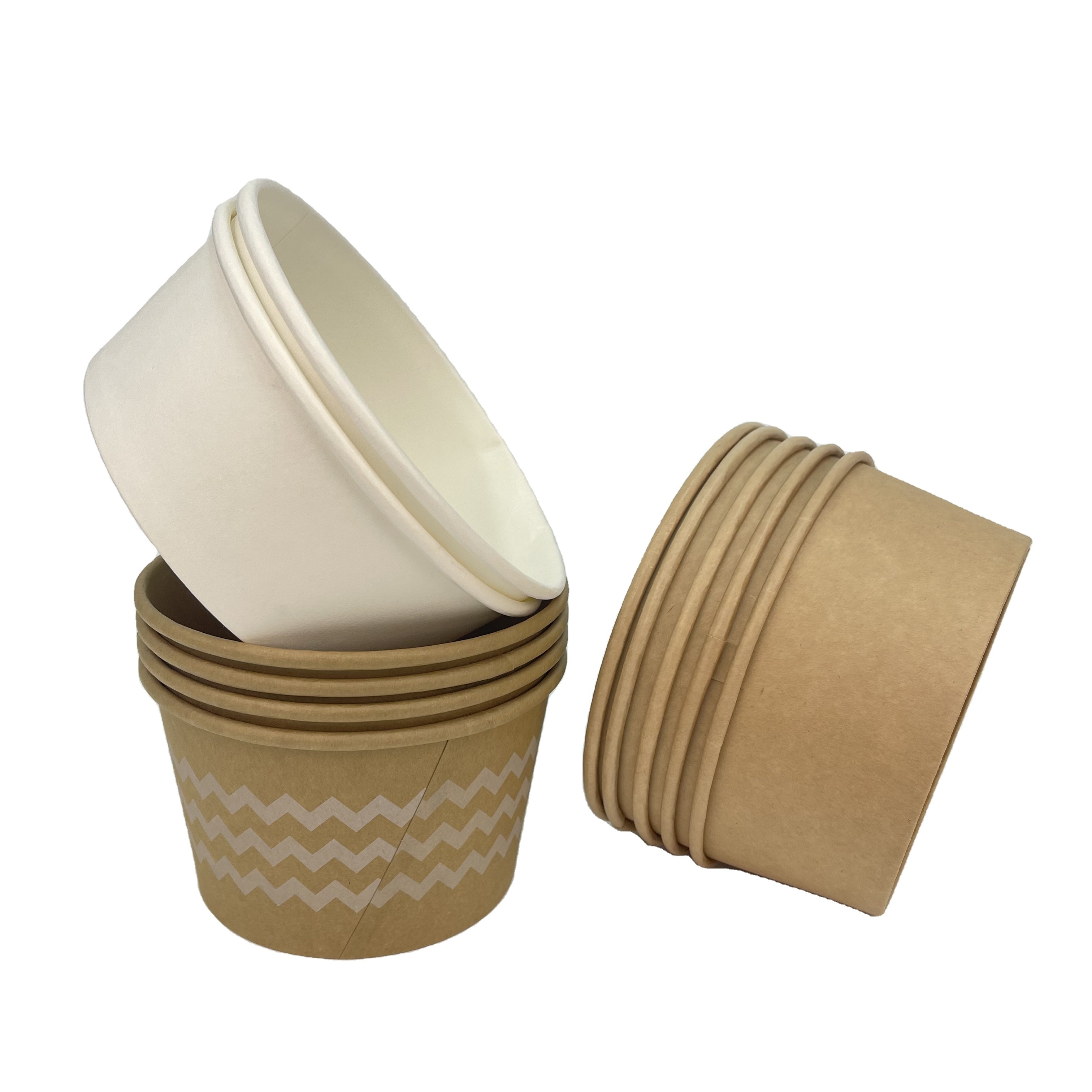 Printed 16oz compostable white disposable induction ramen kraft pla paper soup salad bowl with pp lid