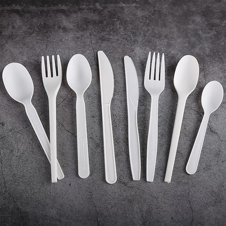 Custom Biodegradable PLA Disposable Spoon Fork Set Fork Knife Set Spoons Forks And Knives Cutlery