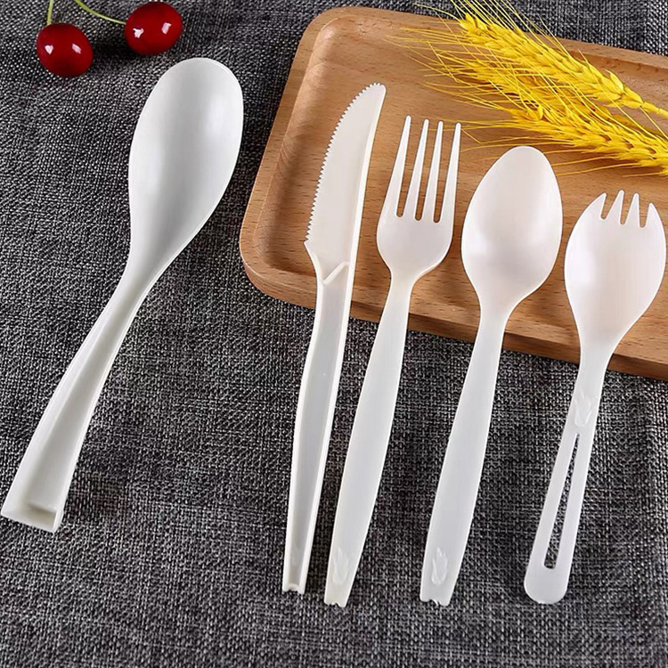 Custom Biodegradable PLA Disposable Spoon Fork Set Fork Knife Set Spoons Forks And Knives Cutlery