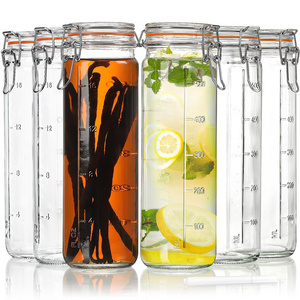 Hot Sale 20oz 600ml Clip Top Storage Glass Jars Set With Glass Swing Lid And Rubber Ring For Snack Straight Round Glass Jars