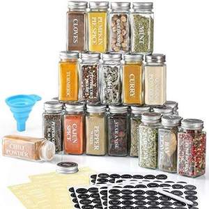 Stainless Steel Shaker Lids And Airtight Metal Lid Spice Jar Square Spice Organizer Jars For Kitchen