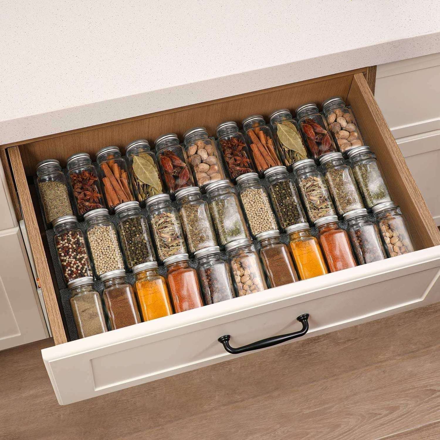 Stainless Steel Shaker Lids And Airtight Metal Lid Spice Jar Square Spice Organizer Jars For Kitchen