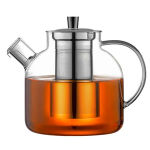 Hot Sale Stainless Infuser Glass Kettle Teapot Stovetop Safe Large Blooming Loose Leaf Glass Tea Pot With Removable Infuser