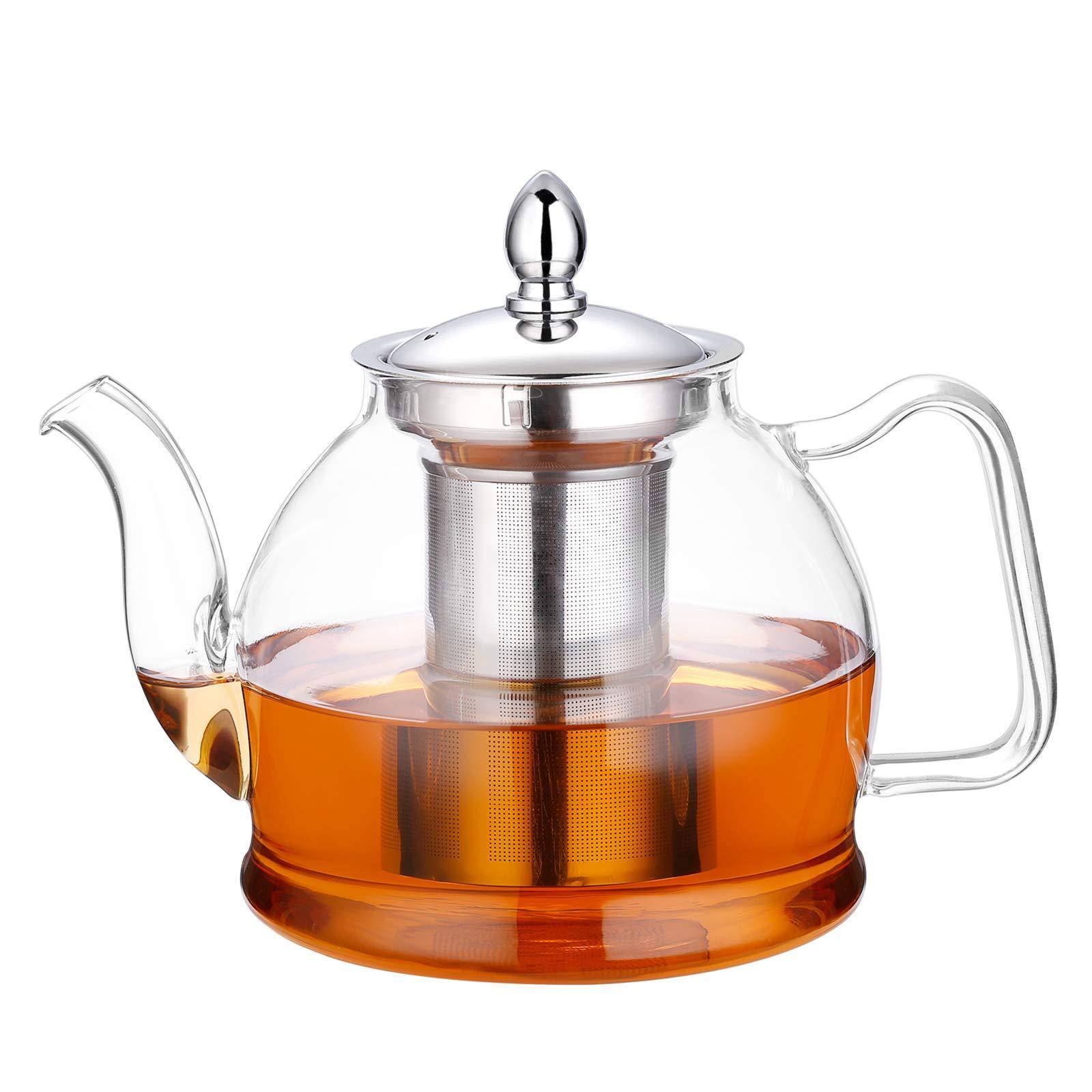 Glass Teapot Kettle With Stainless Steel Removable Infuser For Blooming Tea Loose Leaf Tea