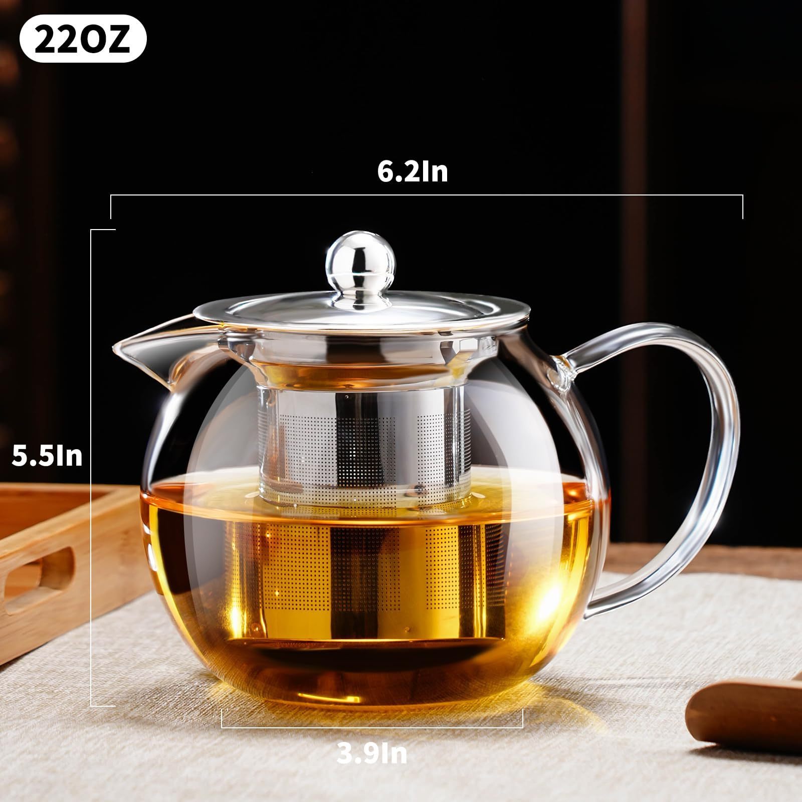 High Borosilicate Heat Resistant Classical Glass Transparent Coffee Tea Pot With Handle