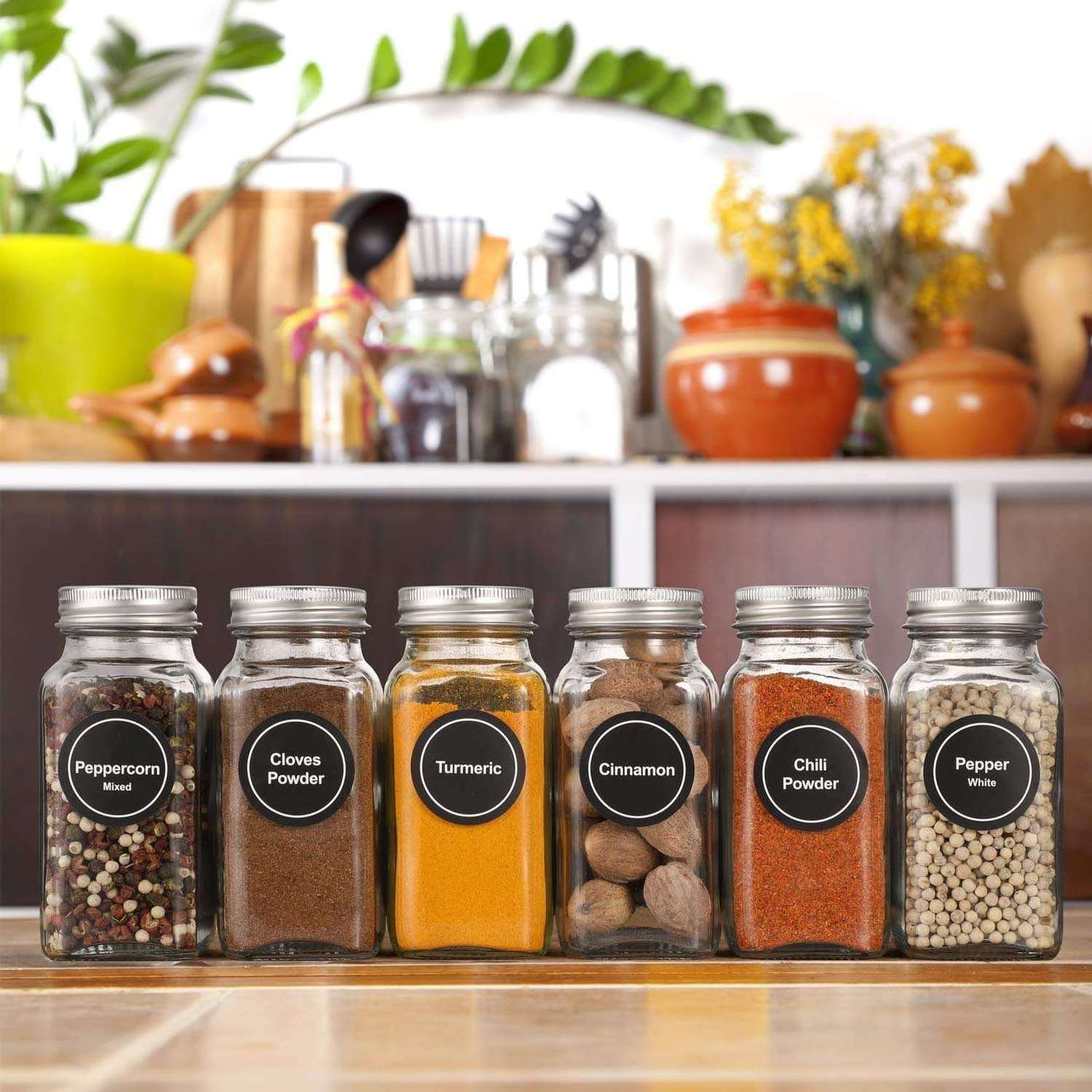 Stainless Steel Shaker Lids And Airtight Metal Lid Spice Jar Square Spice Organizer Jars For Kitchen