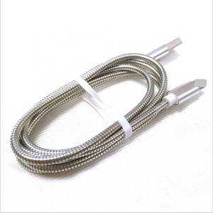 Good quality micro usb cable Metal Spring high speed sync charging cable