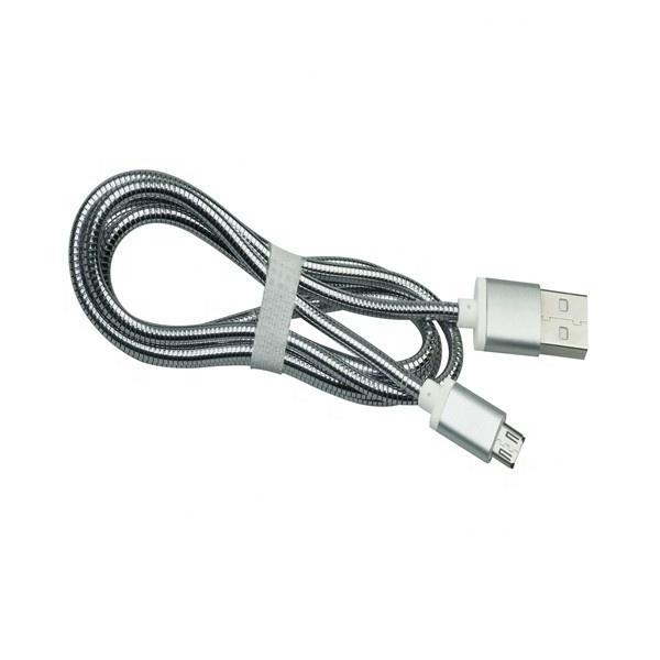 Good quality micro usb cable Metal Spring high speed sync charging cable