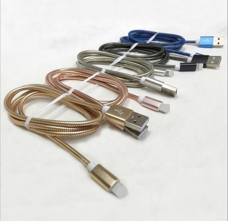 Good quality micro usb cable Metal Spring high speed sync charging cable