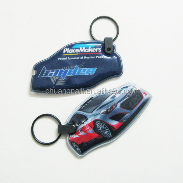 car shaped Pvc Led Flashlight Keychain with custom printing