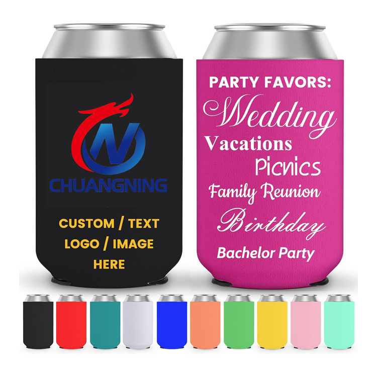 Custom Printing Sublimation 12oz Neoprene Can Cooler Stubby Holder With Logo Neoprene Collapsible Beer Can Cooler Holder