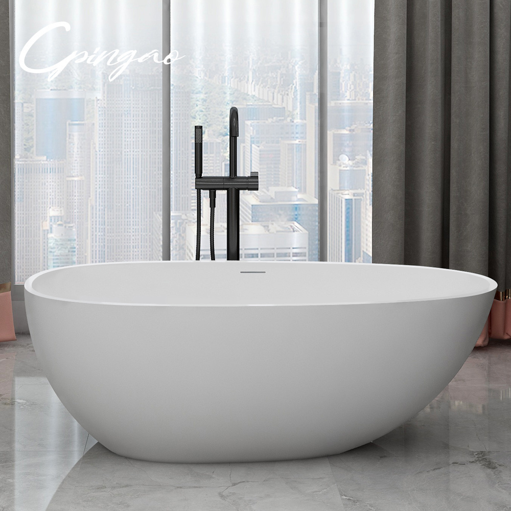 Big Size Black Artificial Stone bathtub Hotel Project Bathroom Freestanding Bathtub Artifical Marble Stone Ceramic Bathtub