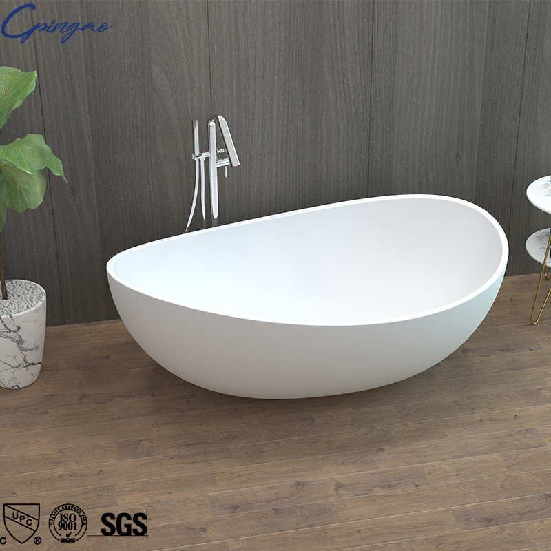 Luxury Big Size Oval Solid Surface A+++ Acrylic Deep Soaking Freestanding Bath Tub Free Standing Stone Bathroom Adult Bathtubs