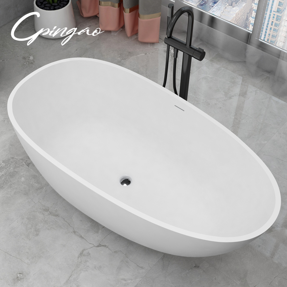 Big Size Black Artificial Stone bathtub Hotel Project Bathroom Freestanding Bathtub Artifical Marble Stone Ceramic Bathtub