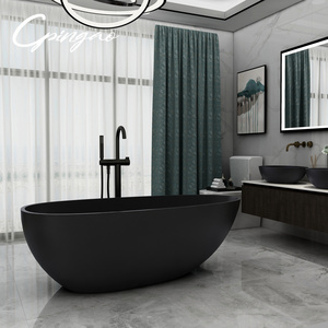 Big Size Black Artificial Stone bathtub Hotel Project Bathroom Freestanding Bathtub Artifical Marble Stone Ceramic Bathtub