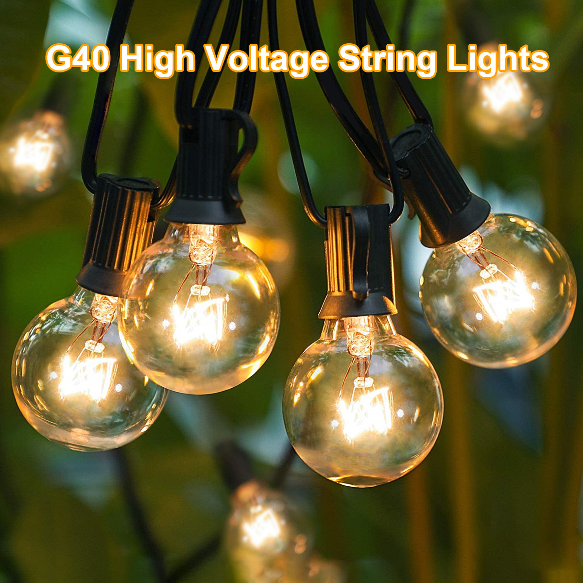 S14 E12 G40 Bulb String Patio Light Solar LED Outdoor Garden Decoration Lantern Christmas Wedding Copper Fairy Light