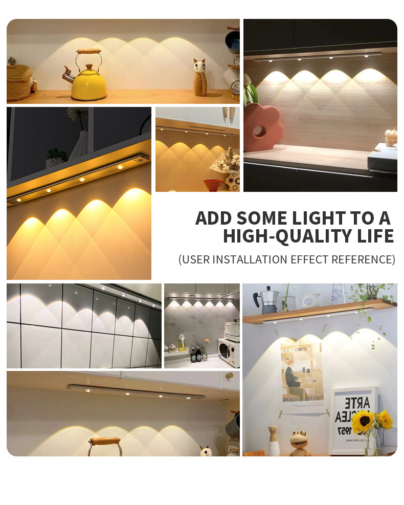 Factory Supply Usb Rechargeable Pir Night Light Wireless Magnetic Under Closet Cat Eye Motion Sensor Kitchen Led Cabinet Lights