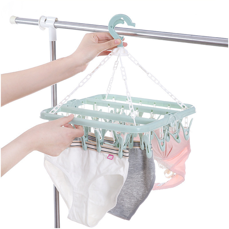 Hanger for socks fashion latest selling household supplies portable 32 clips clothes socks drying rack clips hanger