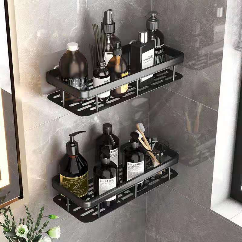 Hot-saling Shelf Rack Adhesive Without Drilling Storage Black Shower Caddy Basket Shelf